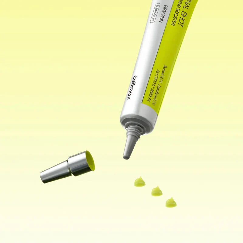 Celimax The Vita-A Retinal Shot Tightening Booster serum in a 15 ml bottle on a light background.