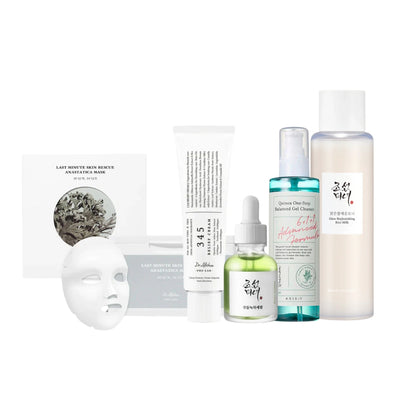 Nuaglow Lenas rutine skincare routine products displayed on a clean, minimalist background.