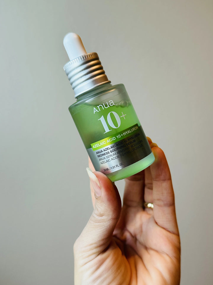 ANUA Azelaic Acid 10 Hyaluron serum bottle showing the product label on a white background.