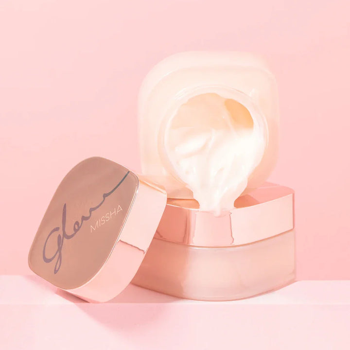 Missha Glow to Go set featuring Nuaglow Glow Skin Balm in a sleek container with a glossy finish and minimalist packaging.