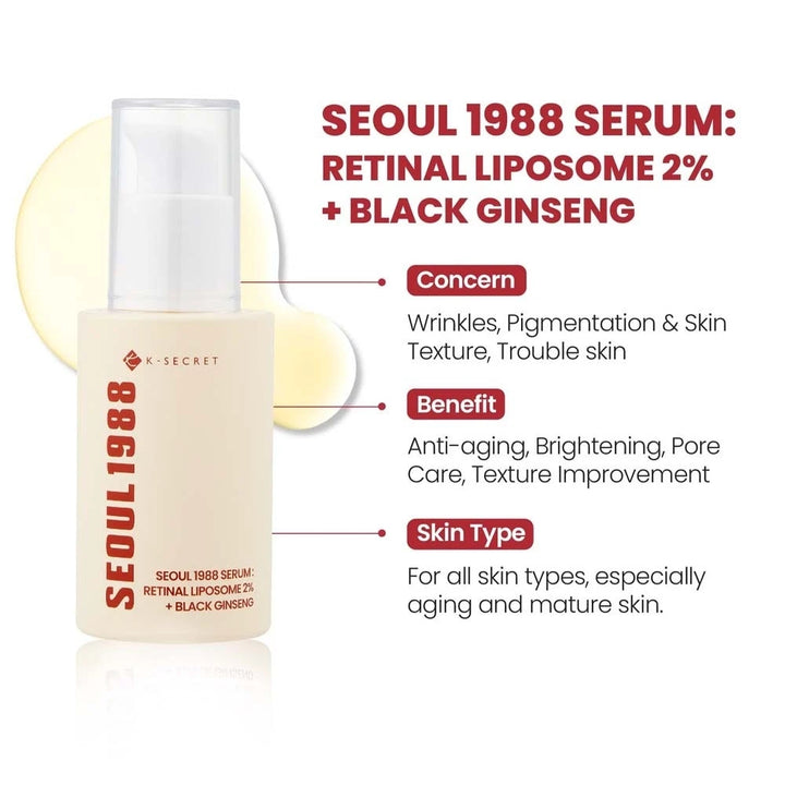 KSECRET - Seoul 1998 Serum: Retinal Liposome 2% + Black Ginseng (30ml)